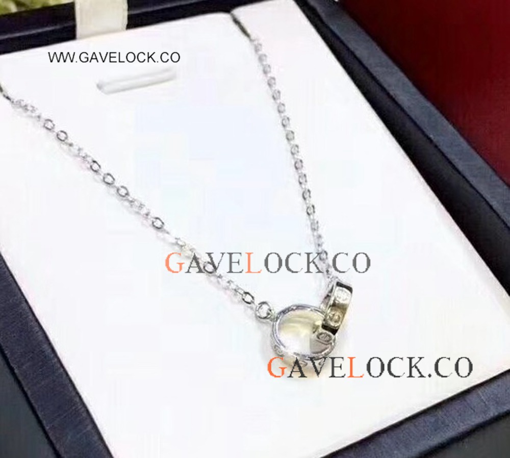 Cartier LOVE Silver Double Circle Pendant Necklace AAA Replica